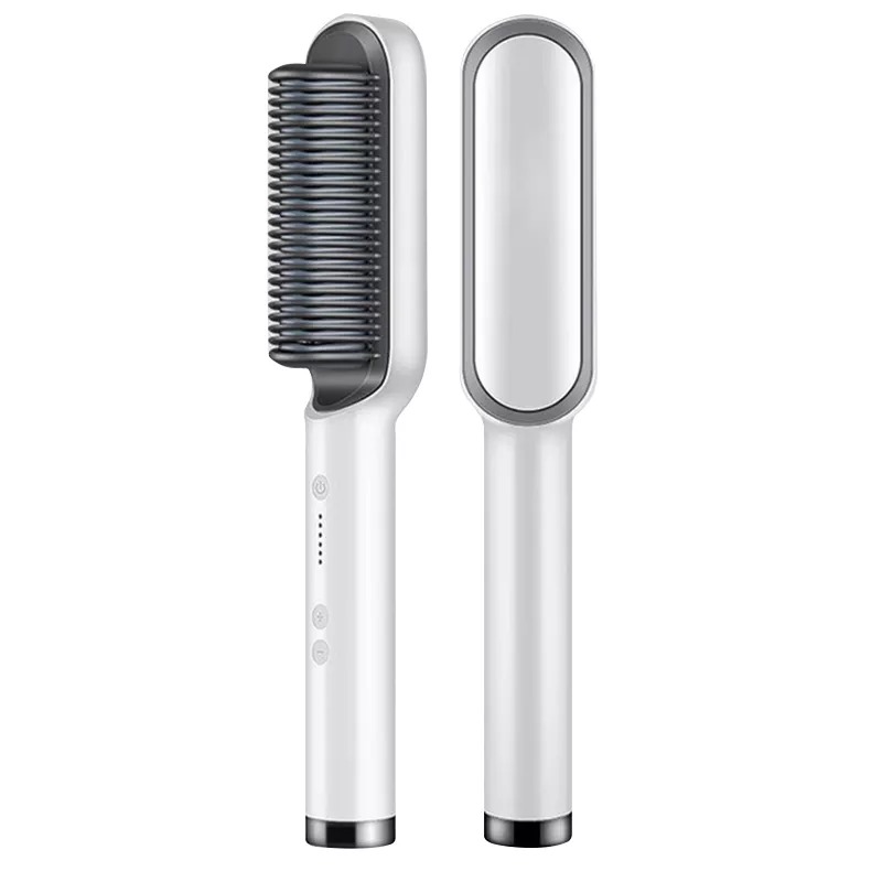 Hair Straightener Iron Brush Straight Hair Comb 2-in-1 Hair Straightener Curling Professional Styling Brush Hair Curler & Straightener For Women (Random Color) buy online in Pakistan