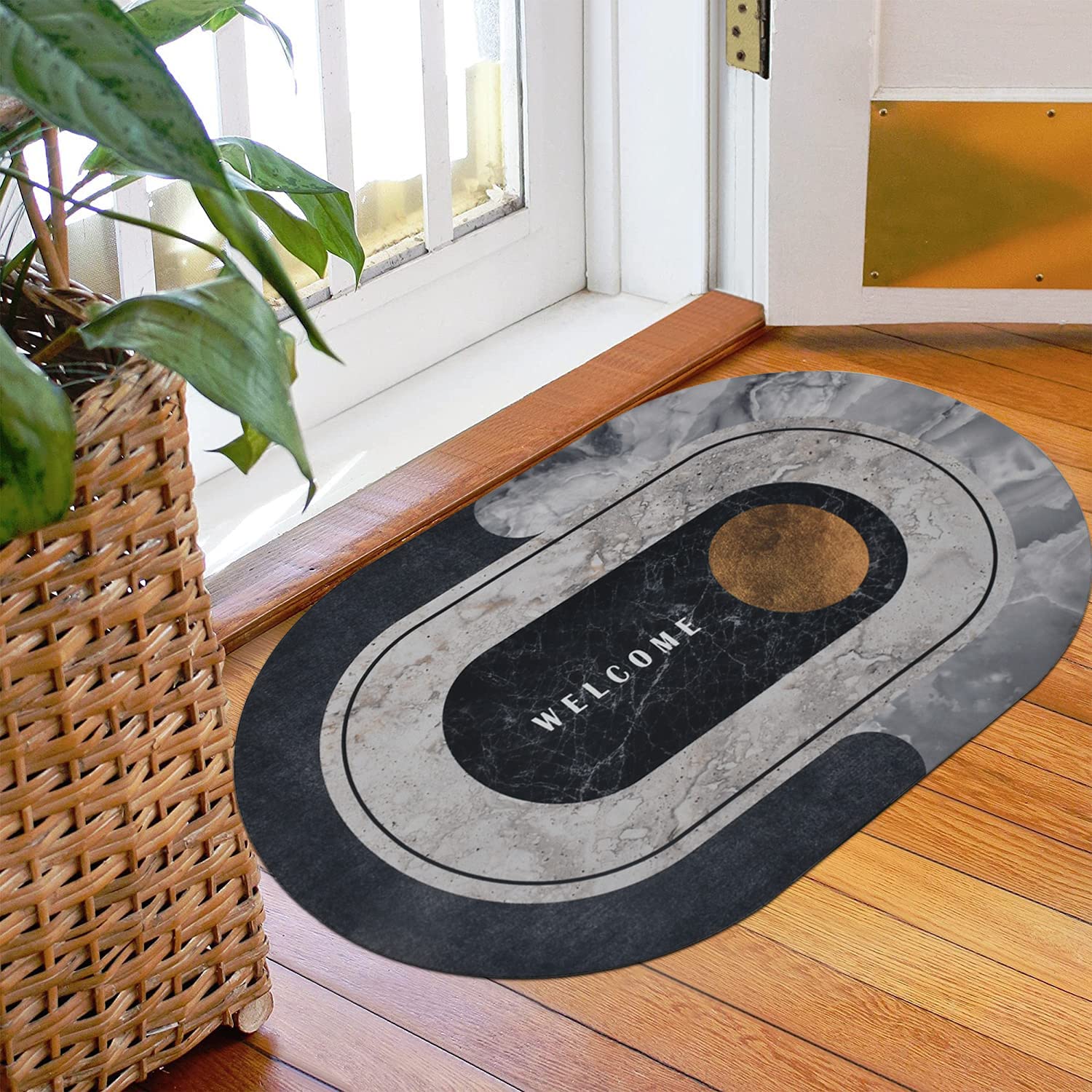 Bath Mat Super Absorbent Quick Drying Bathroom Rugs Non Slip Kitchen Entrance Doormat Modern Napa Skin Floor Mats Home Decor (only round shape) (random colors) view 5