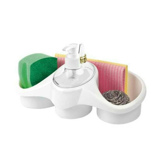 3 In 1 Soap Dispenser And Sponge Holder Sponge Holder For Kitchen  - Plastic - 1 Pc(random color ) buy online in Pakistan