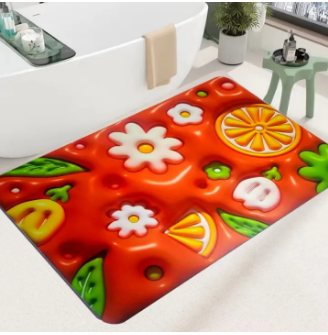 3D Visual Anti-Slip Absorbent Mat, Bath Mat Rug, Quick Dry Super Absorbent Non-Slip Thin Bathroom Rugs Fit Under Door Random color buy online in Pakistan