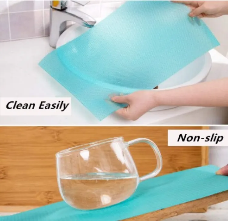 Refrigerator Mats Shelf Liners, 45 ×150cm Plastic Refrigerator Liners Washable Can Be Cut Waterproof Refrigerator Pads F...