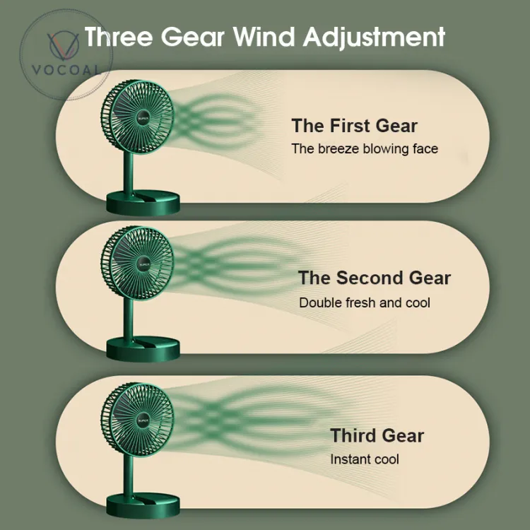 Folding Telescopic Floor Fan 3 Gears Summer Silent Desktop Retractable Fan for Office Bedroom School USB Rechargeable Ventilator buy online in Pakistan