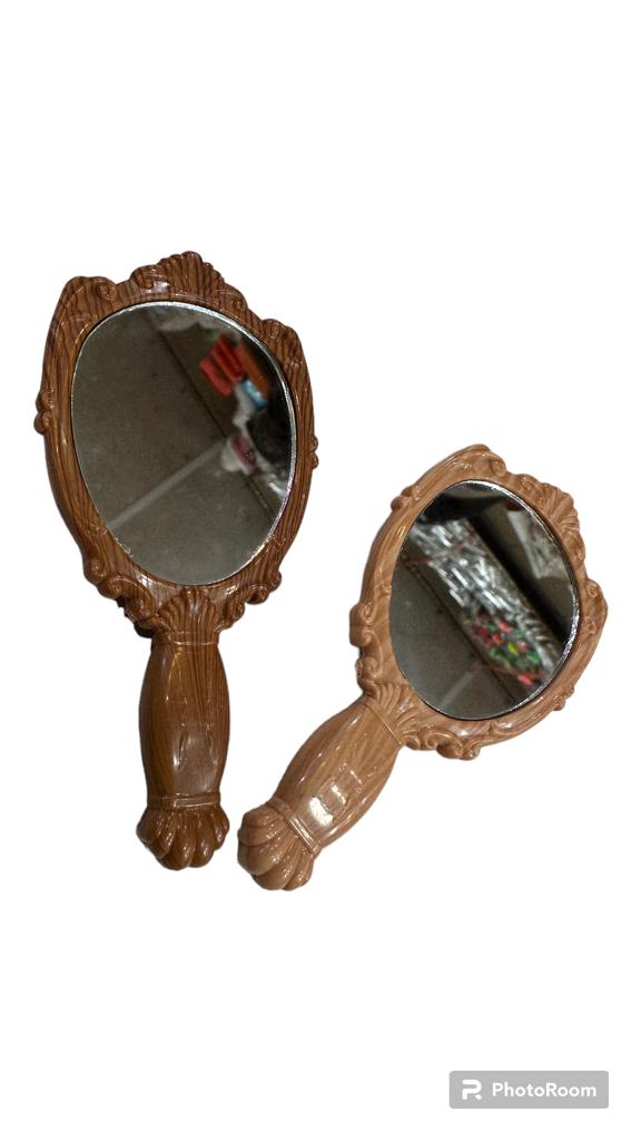 classic handheld makeup mirrors cosmetics sculpture painting decor mirror home decor .. wooden style pocket and purse mirror (Random color) view 2
