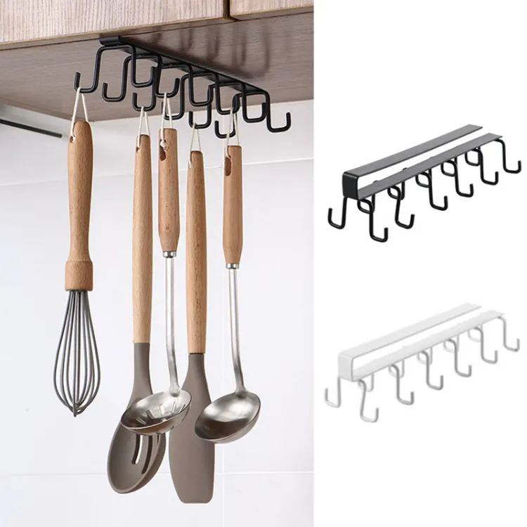 10 hooks Mug Cups Wine Glasses Storage Hooks Kitchen Utensil Ties Belt and Scarf Organizer Hanging Hook Rack Holder Under Cabinet Closet (random color ) buy online in Pakistan