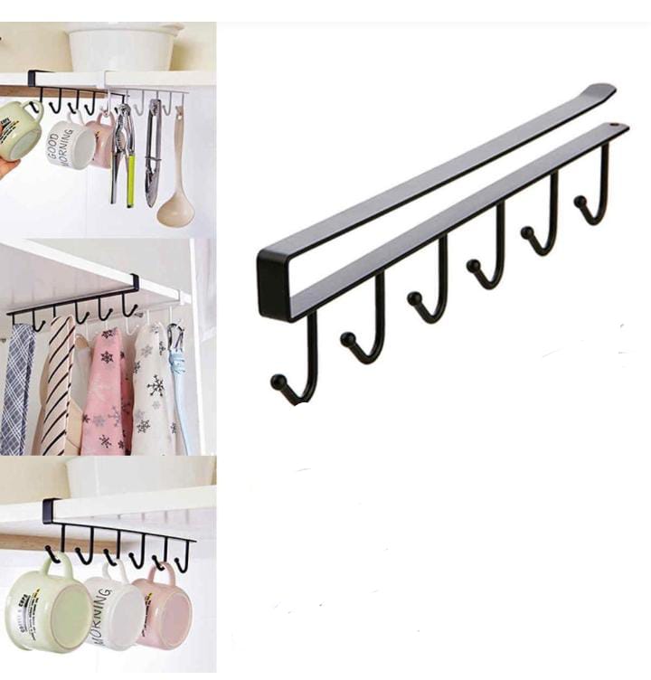 10 hooks Mug Cups Wine Glasses Storage Hooks Kitchen Utensil Ties Belt and Scarf Organizer Hanging Hook Rack Holder Under Cabinet Closet (random color ) buy online in Pakistan