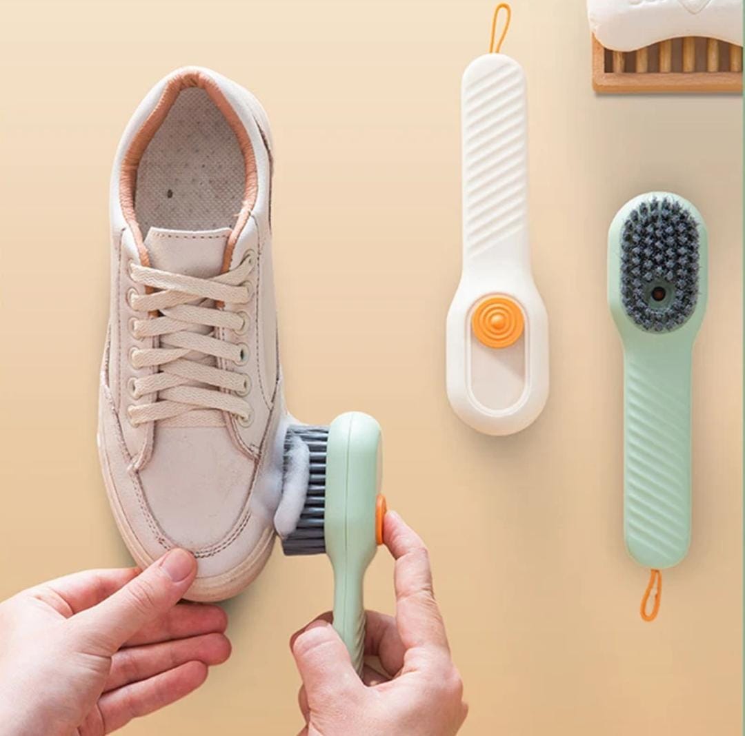Multifunctional Soft-Bristled Shoe Brush Shoe Brushes Long Handle Brush Automatic Filling Clothes Cleaning Clothing Board Tools (Random Color) 1