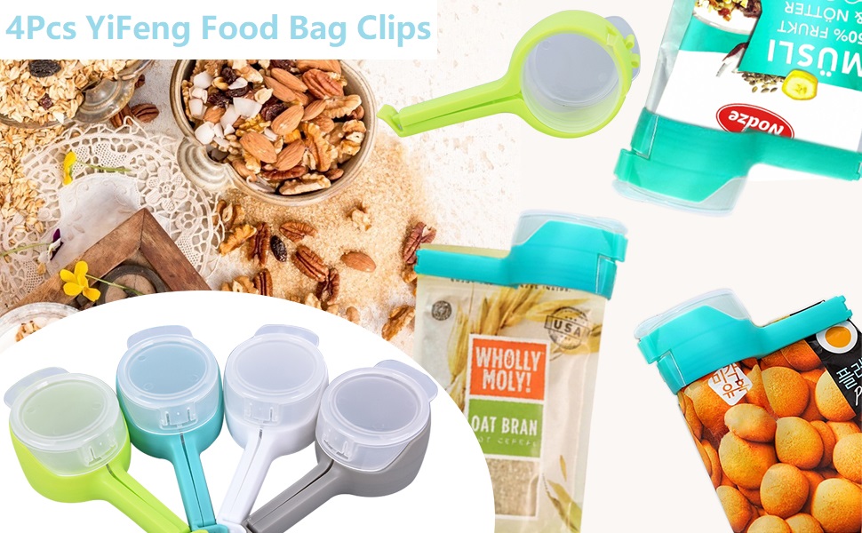 1 Bag Clips For Food,Bag Clips With Cap ,,Kitchen Food Storage and Organization Moisture Sealing Clamp( random color) 1