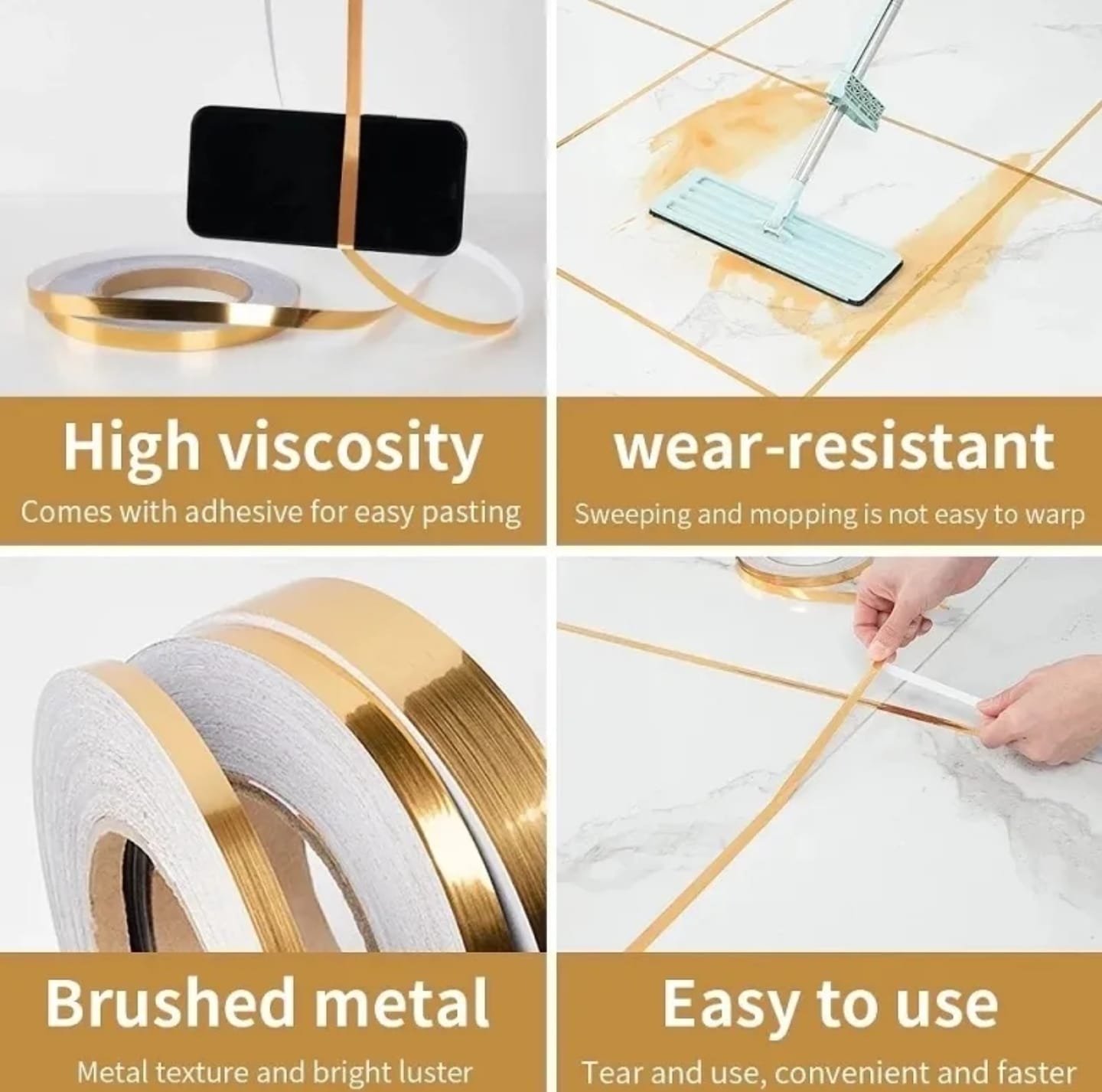 50M Brushed Gold Silver Floor Edging Waterproof Seam Wall Stickers Wall Gap Ceiling Home Decoration Self-adhesive 1