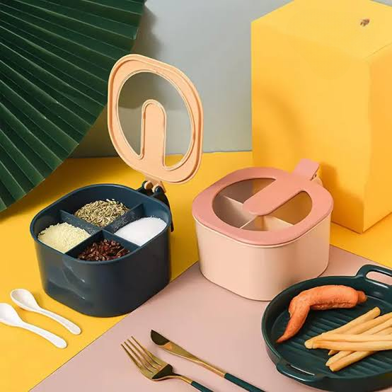 Modern Spice Kit - 1000 ml - 4 Grid Spice Jar (Random Color) 1