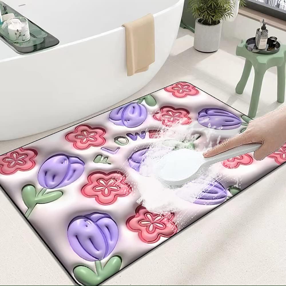 Absorbent Mat Flower Soft Diatom 3D Mud Floor Mat Bathroom Non-Slip Rug (random Design) buy online in Pakistan