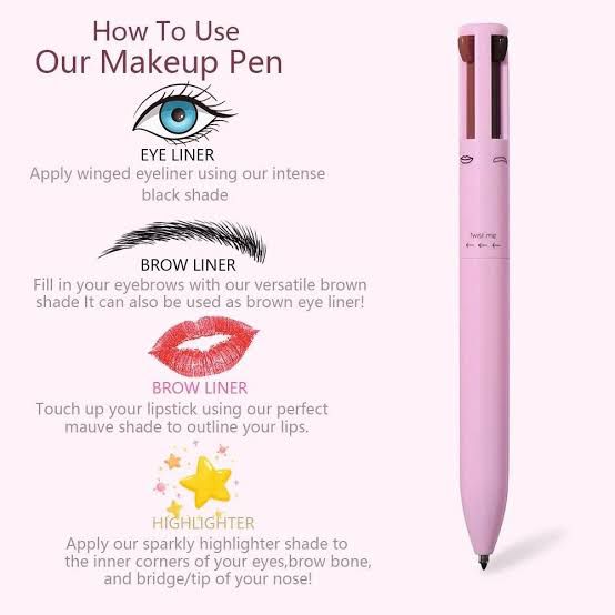 Eye ShadowLiner Combination 4 In 1 Makeup Pen Multifunctional Cosmetics Ballpoint Pens Waterproof Eyeliner Eyebrow Pencil Long lasting Highlighter Stick view 3