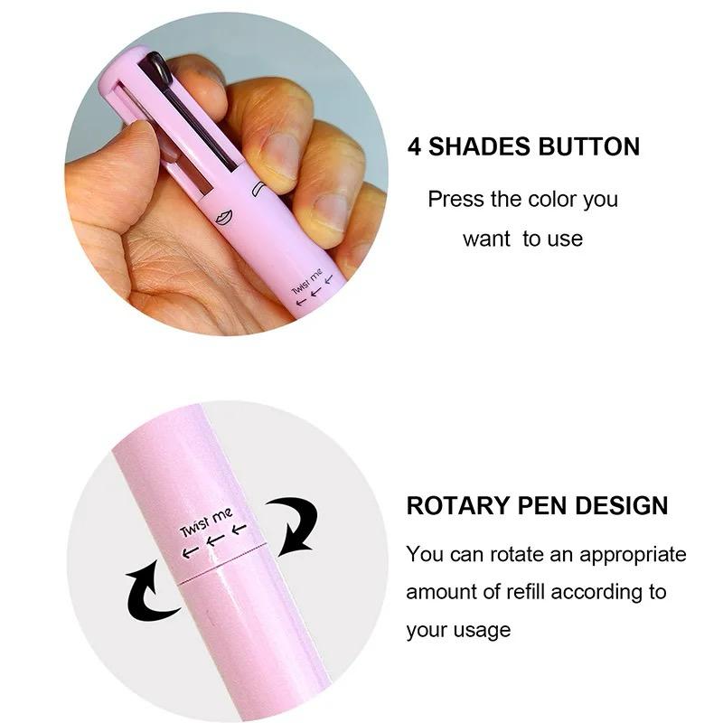 Multi-effect 4 In 1 Eyeliner Eyebrow Pencil Contour Pen Long Lasting Waterproof  for girls, eyeliner lipstick highlighter brow liner all in one (Random Color) buy online in Pakistan