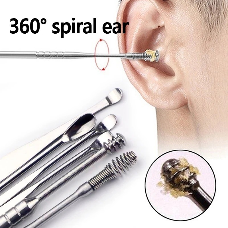 Ear Pick 6 pcs with Storage Bag Dig Ear Wax Remover Cleaner Care Portable Travel Kit Cleaner Spoon (Random Color) buy online in Pakistan