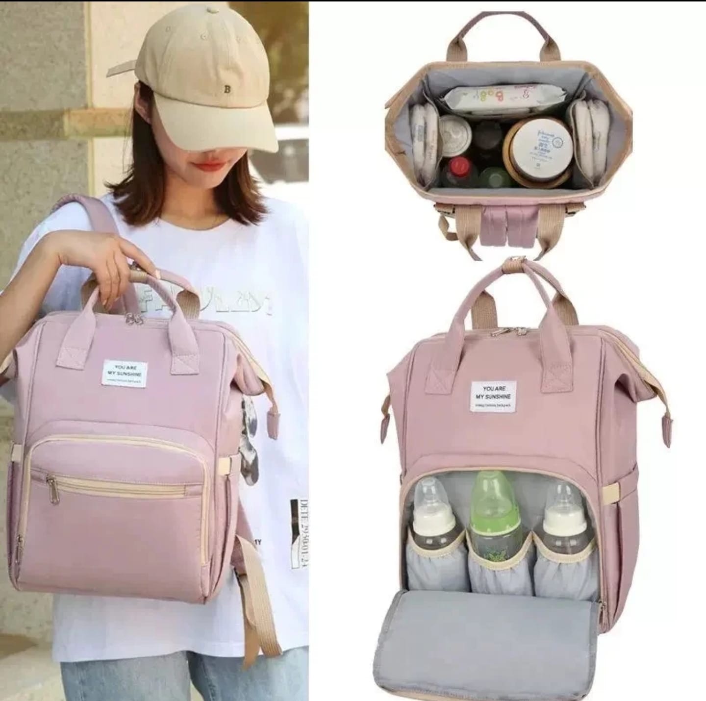 Large Capacity Mummy Bag Multi-function Waterproof Outdoor Women Backpack Nursing Bag for Baby Care - Buy Online in Pakistan at Zenbu Store