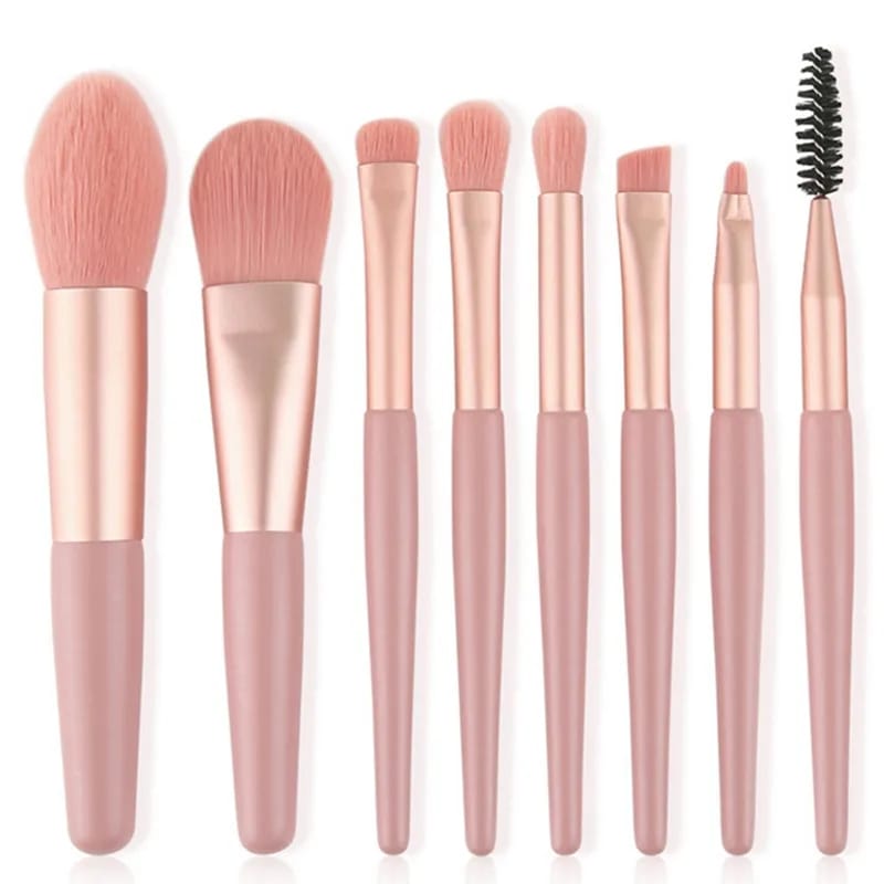 8pcs Travel Makeup Brush Kit Mini Cosmetic Brush for Face Foundation Blush Eye Shadow Wooden Handle (random color) buy online in Pakistan