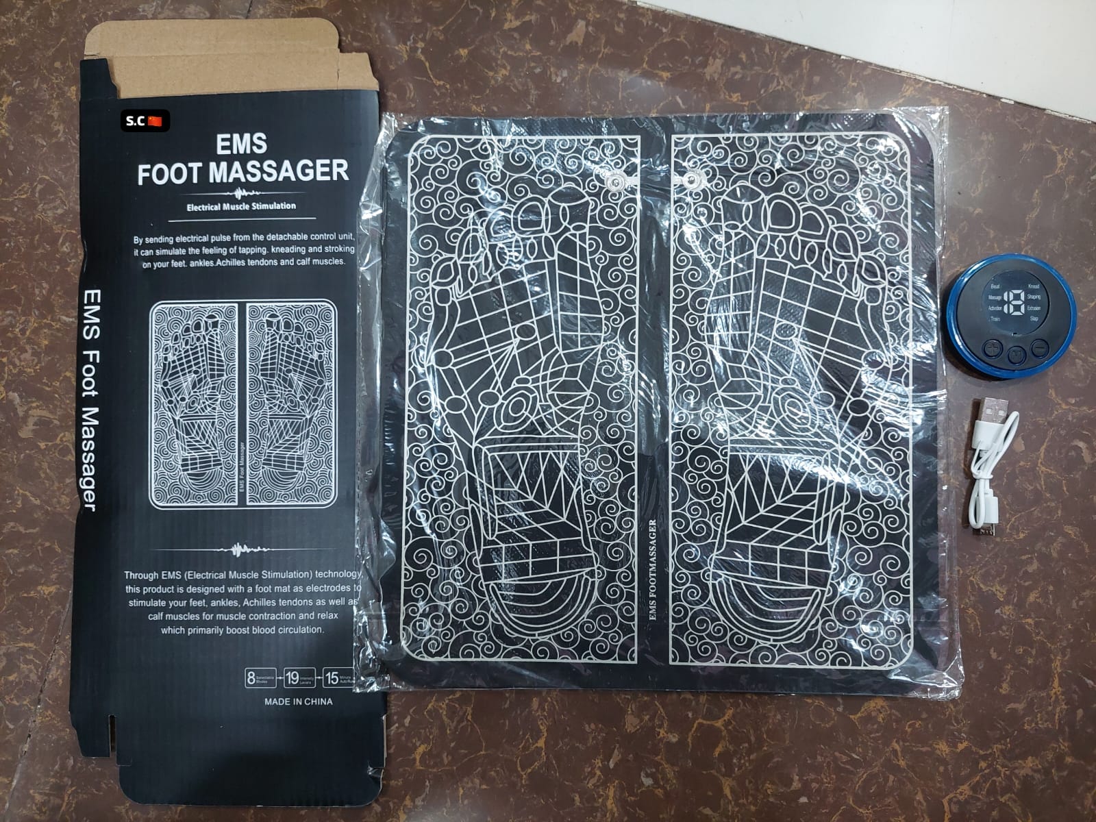 EMS Foot Massager Mat Electric USB Charging Smart Display Tens Acupuncture Feet Cushion Blood Circulation Pad Health Care Home view 4