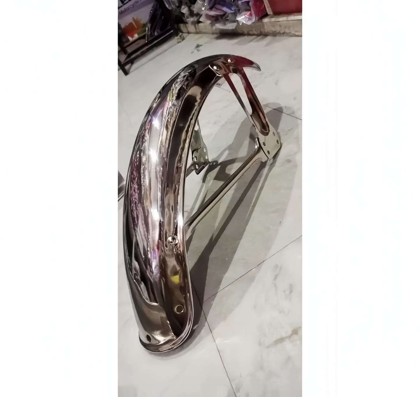 Front Cut Mudguard for 70cc and 125cc cafe racer bikes | Chrome Mudguard metal quality buy online in Pakistan