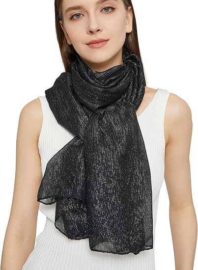 Glitter lawn scarf hijab for girls in Turkish style.(black)