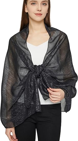 Glitter lawn scarf hijab for girls in Turkish style.(black) view 5