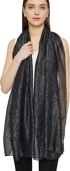 Glitter lawn scarf hijab for girls in Turkish style.(black) view 4