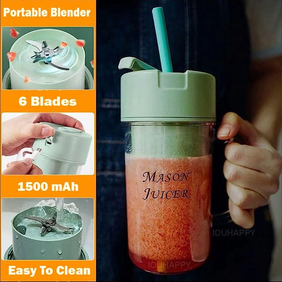Mason Portable Mini juicer Blender With Straw Cup | Juicer Portable Outdoor Juicing Cup | Home Mini Cordless Juicer (Random Color) view 5