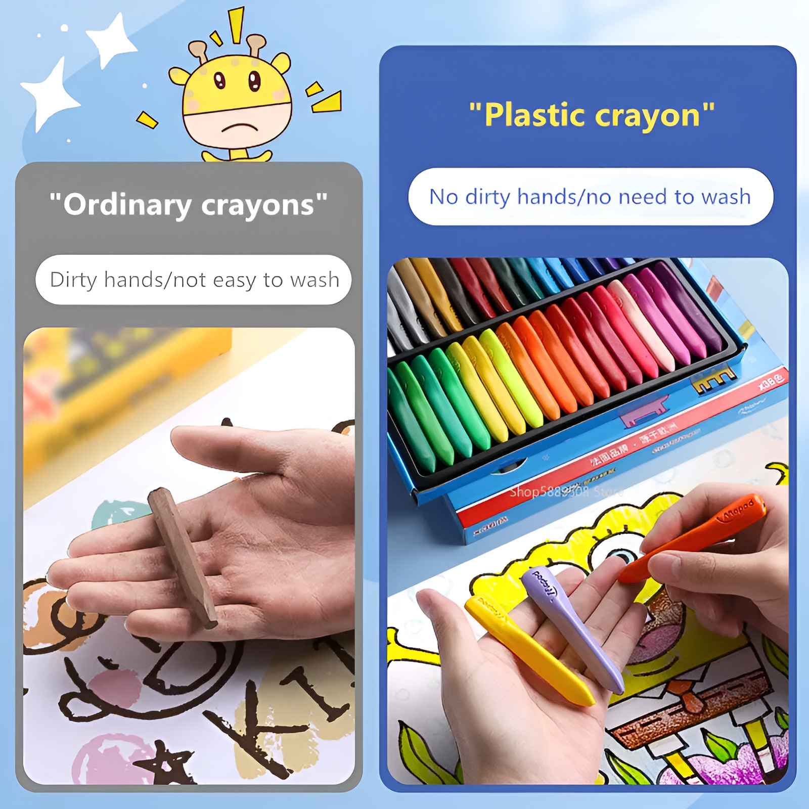Children Pack of 12 Plastic Crayons, 12 Vibrant Crayons Colors, Caryon Pencils buy online in Pakistan