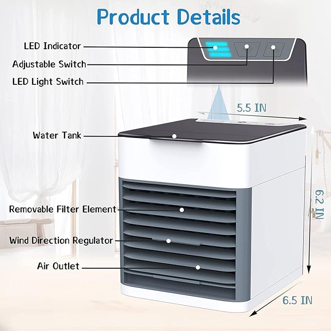 Air Ultra Portable Home Air Cooler | Portable Personal Air Conditioner, Mini USB 3 in 1 Air Cooler thumbnail 4