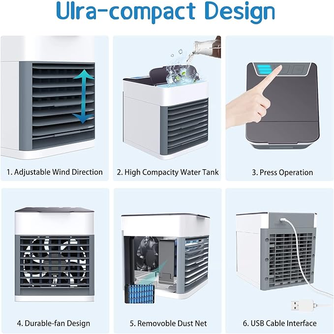Air Ultra Portable Home Air Cooler | Portable Personal Air Conditioner, Mini USB 3 in 1 Air Cooler thumbnail 5