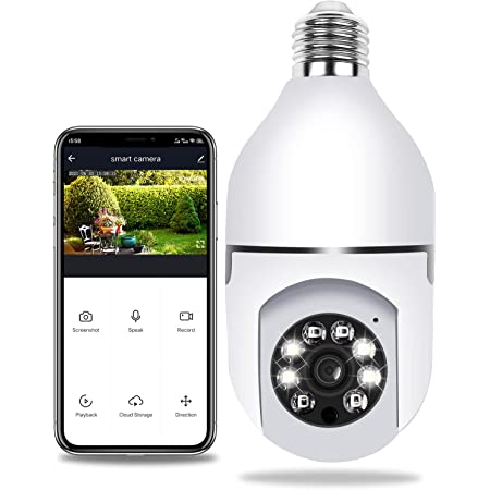 Speed-X Bulb camera 1080p Wifi 360 Degree Panoramic Night Vision Two-Way Audio Motion Detection With V380 APP