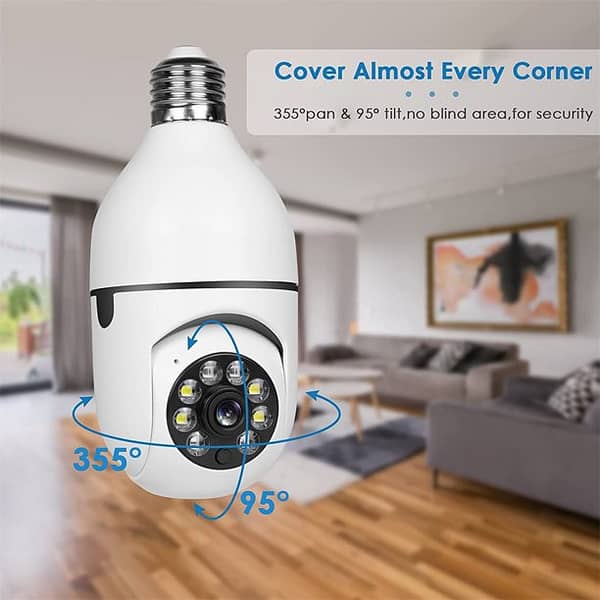 Speed-X Bulb camera 1080p Wifi 360 Degree Panoramic Night Vision Two-Way Audio Motion Detection With V380 APP view 2