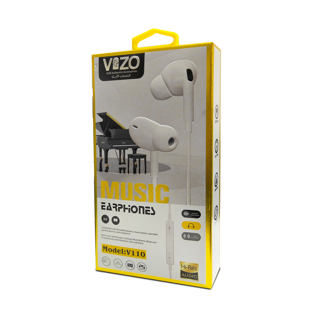 VIZO V110 Super Bass Hand free | Wired In Ear Phones for Men and Women | Best Quality Earphone - Hands-Free For Mobile Mobile Phone - Hands-Free For Android
