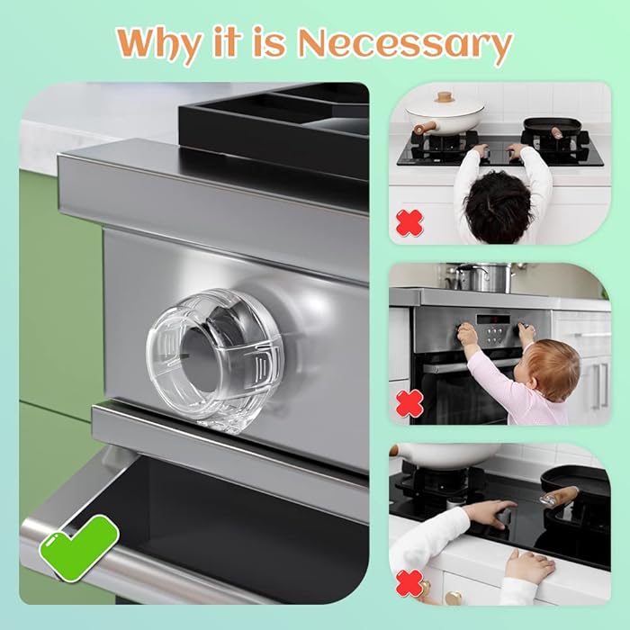 2 PC's stove knob lock Baby Safety Stove Gas Knob Covers & Childproof Oven Lock, Kitchen Safety Stove Locks for Babies & Toddlers view 2