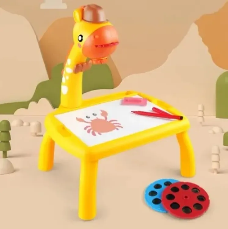 Table with light and with music inside | Mini Art Drawing Board Leds Projector Light Toy Children Kids Painting Table Small Desk(Random Color) buy online in Pakistan