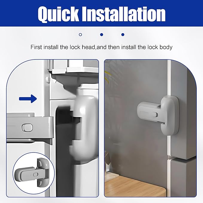 Child Safety Fridge Lock , Baby Safety Refrigerator Freezer Door Lock, No Tools Need or Drill (Grey) - 1 PC view 5