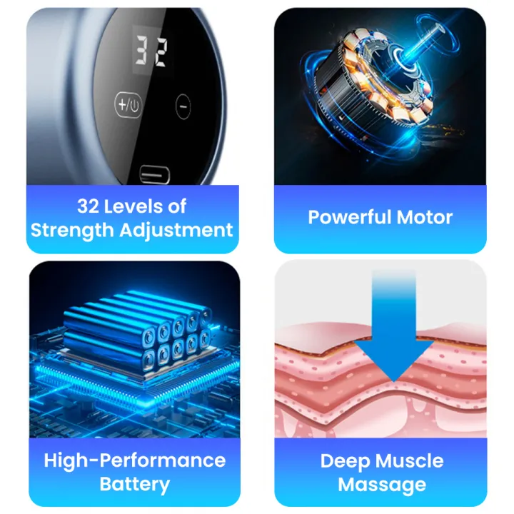 4 in 1 Multi-Function Vibration Massage Gun Professional Ultra Quiet Pain Relief Whole Body Massagers with 4 Heads and Different Level of Speeds (Random colors) view 5
