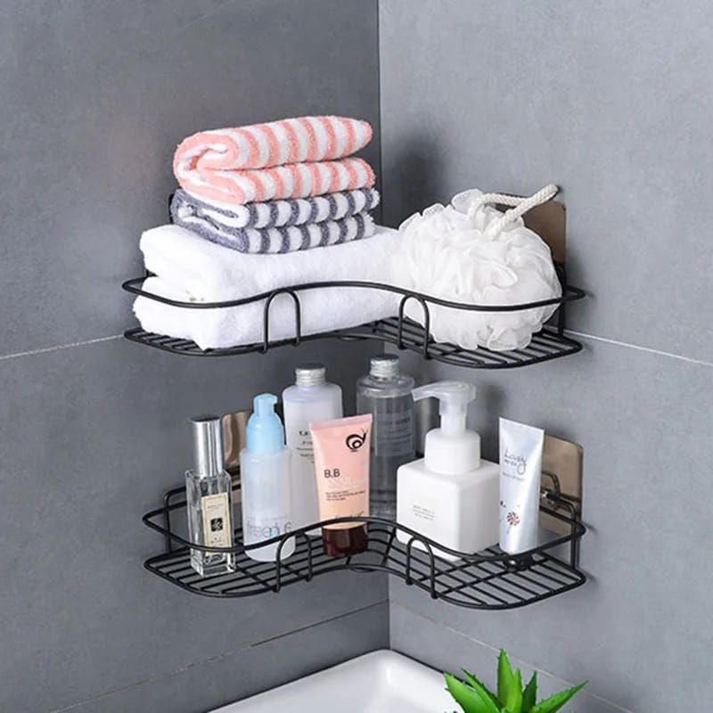 Metal Corner Rack For Bathroom &amp; Kitchen | Bathroom Metal Shelf Organizer | Storage Rack Corner Frame Shampoo Storage Holder | Wall Mount Bathroom Accessories