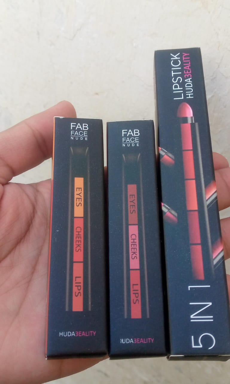 2 in 1 Combo  HUDA  Beauty  Professional  Eyes Cheeks Lips (Lipsticks) buy online in Pakistan