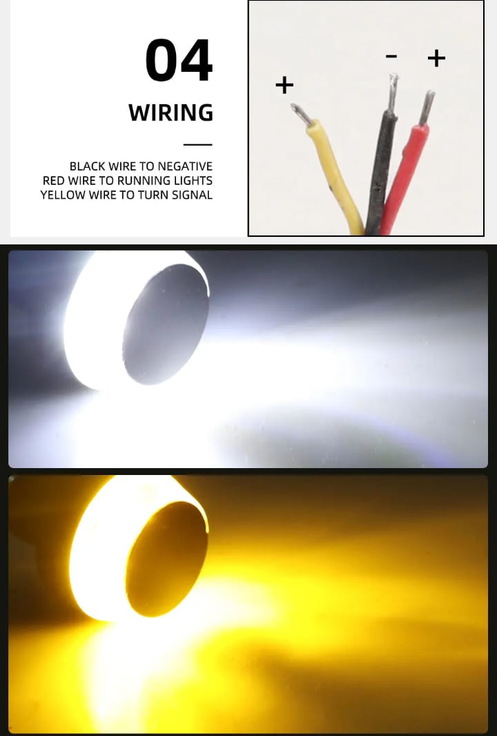 Dual Color Turn Signal Indicator Motor Cycle Handle Grip Bar Blinker Side Marker Lamp Motorcycle Decoration Handlebar End Light (2 Pcs) ( Yellow  color) view 3