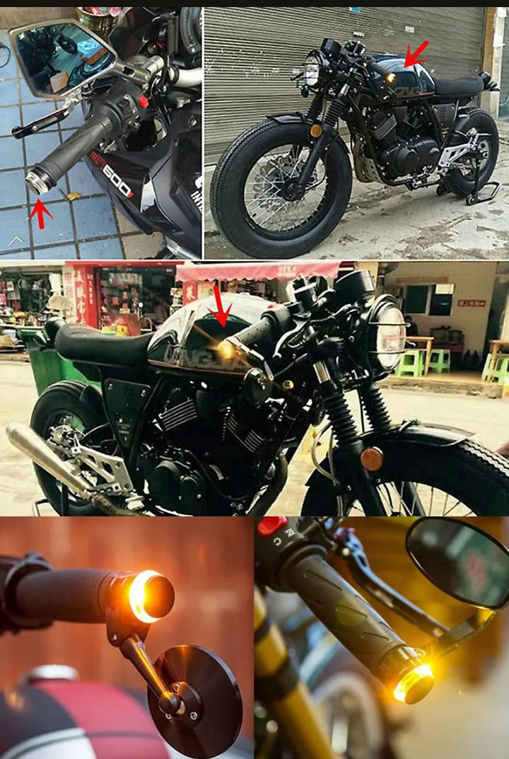 Dual Color Turn Signal Indicator Motor Cycle Handle Grip Bar Blinker Side Marker Lamp Motorcycle Decoration Handlebar End Light (2 Pcs) ( Yellow  color) view 2