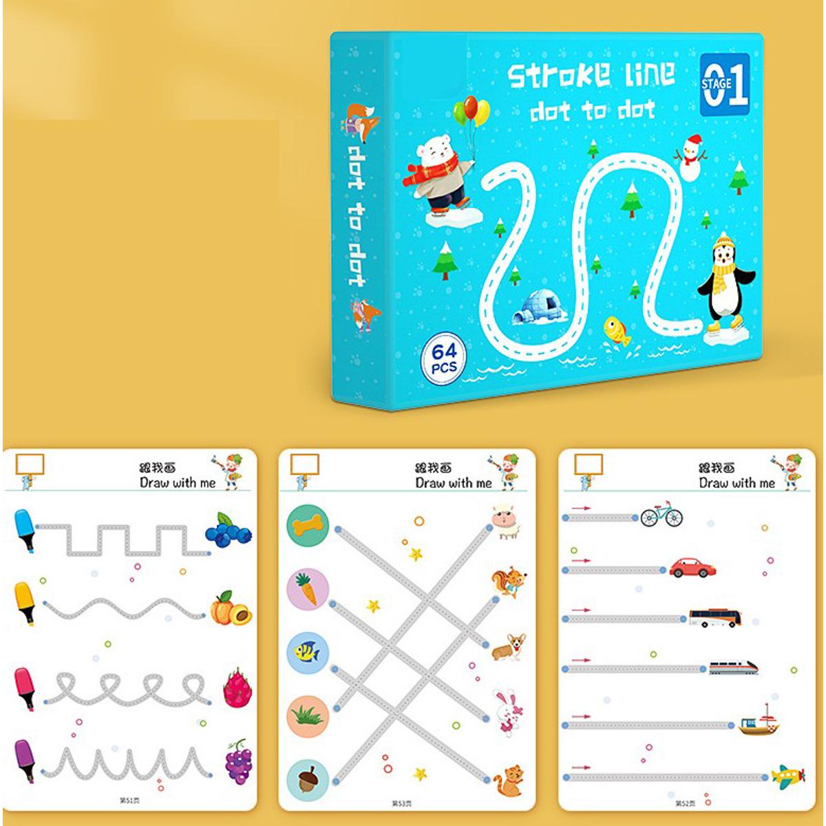 (A size Dubai imported )Stroke Line dot to dot Magical Tracing Workbook For Kids | Student Learning Book (64 pages stage 1 ) view 3