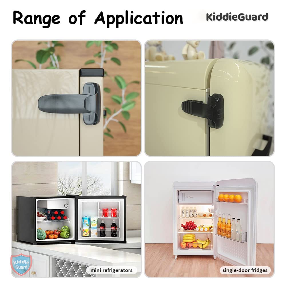 Black transparent refrigerator lock | Child Safety Fridge Lock | Baby Safety Refrigerator Freezer Door Lock, Toddler Kid Safety Latch Catch Lock, No Tools Need Or Drill view 5