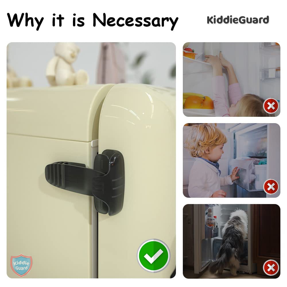 Black transparent refrigerator lock | Child Safety Fridge Lock | Baby Safety Refrigerator Freezer Door Lock, Toddler Kid Safety Latch Catch Lock, No Tools Need Or Drill view 4