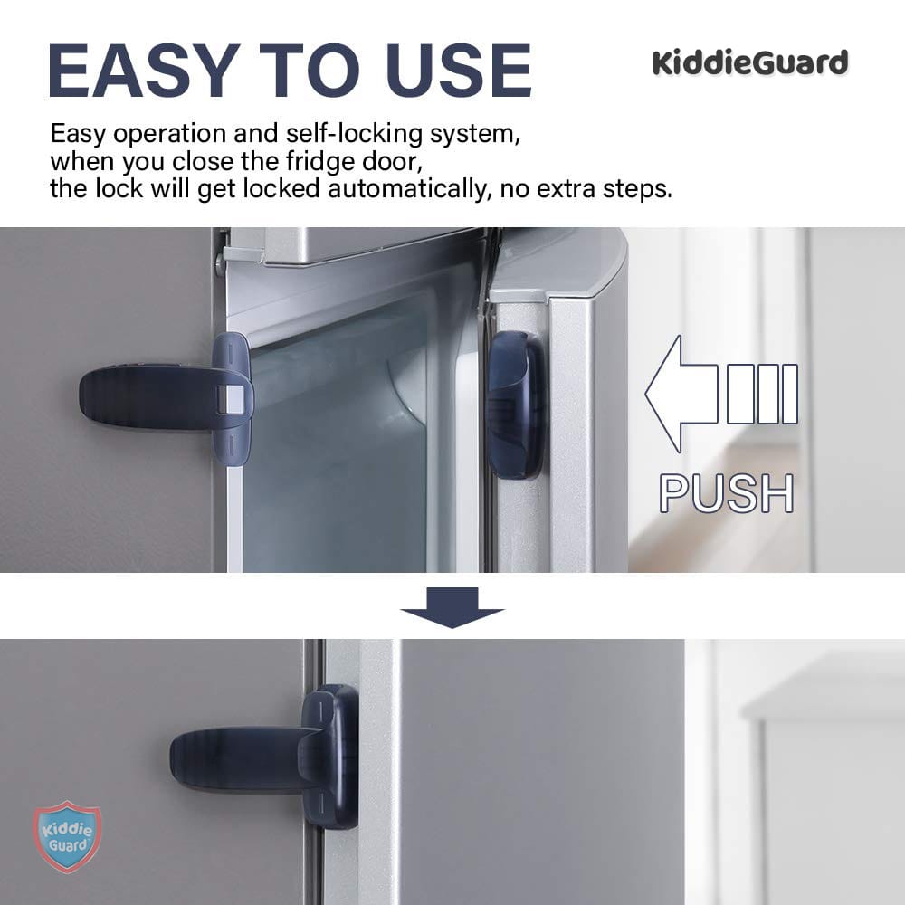 Black transparent refrigerator lock | Child Safety Fridge Lock | Baby Safety Refrigerator Freezer Door Lock, Toddler Kid Safety Latch Catch Lock, No Tools Need Or Drill view 2