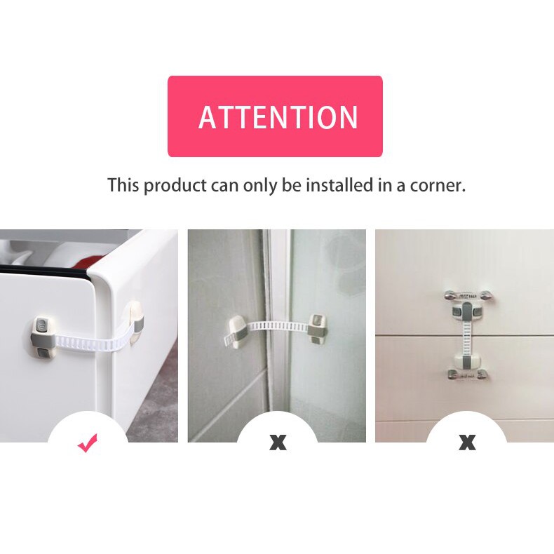 Adjustable Multi purpose lock Child Safety Cabinet Lock Protector Drawer Door Cabinet Lock Plastic Protection Kids Safety Door Lock view 3