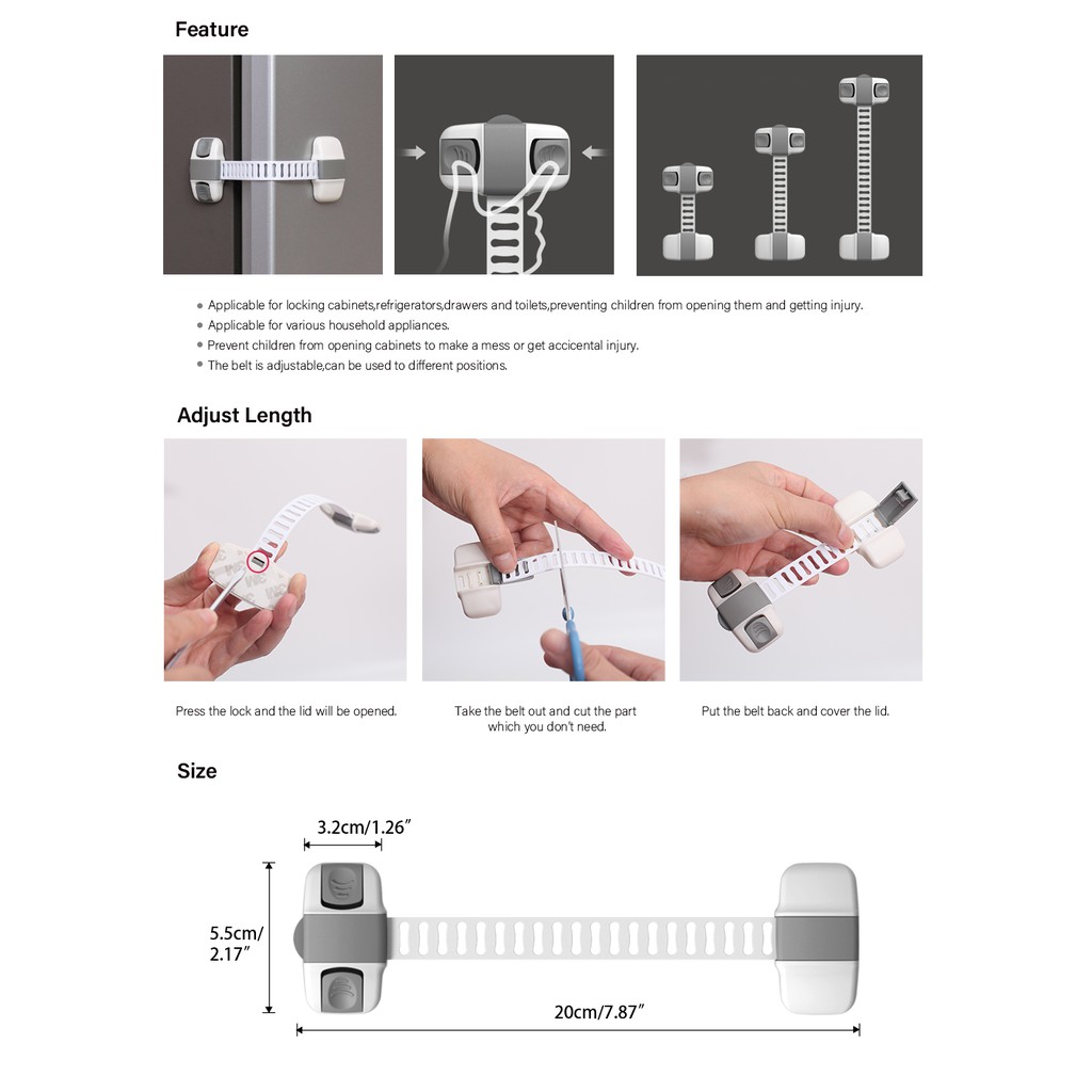 Adjustable Multi purpose lock Child Safety Cabinet Lock Protector Drawer Door Cabinet Lock Plastic Protection Kids Safety Door Lock view 2