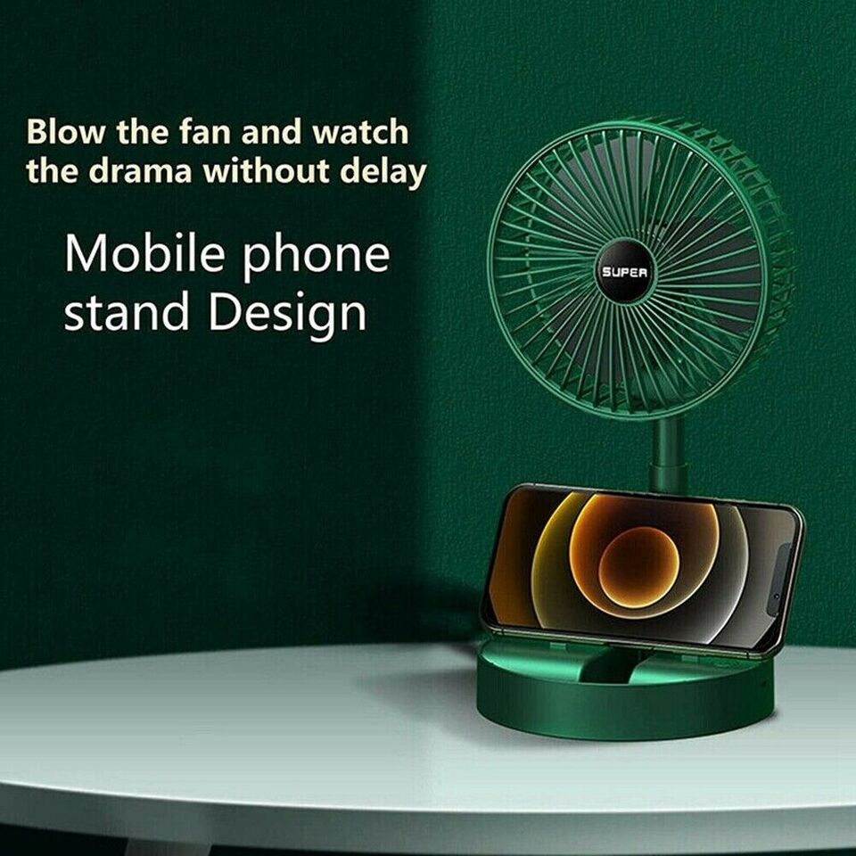 Rechargeable - Portable Telescopic Folding Fan Table Desk Fan | 3 Speeds Adjustable height Fan (Random color) buy online in Pakistan