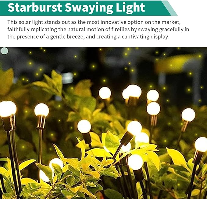 10 Lights - LED Solar Powered Firefly Light Outdoor Waterproof Solar Garden Light Decorative Swaying Wind Dancing Solar Lamp view 4