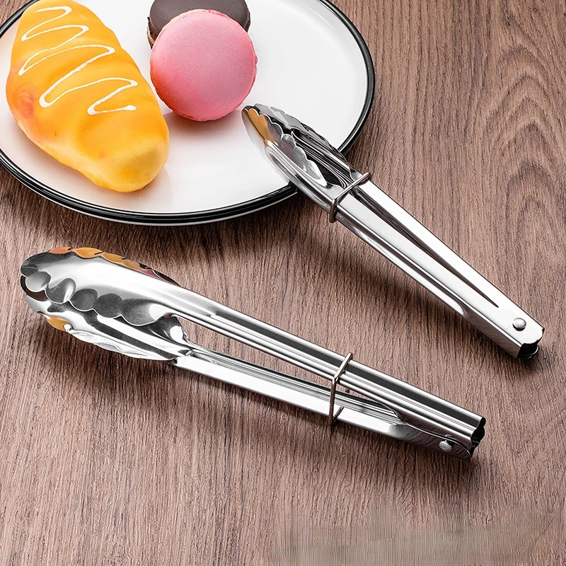 stainless steel BBQ tongs (chimta) | Kitchen Food Stainless Steel Tongs Tool Heat Bread Salad BBQ Baking Serving Utensil Bead Clip Clamp Meat BBQ Tools Buffet buy online in Pakistan