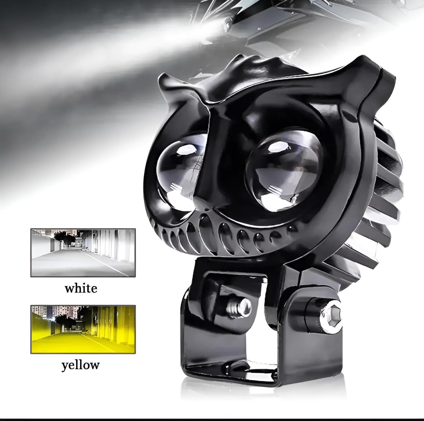 2 Pcs OWL Shape Fog Yellow-White & Flash light Low & High Beam Owl Plastic Body Spot Light for All Cars And Bikes 9V-60V 40W buy online in Pakistan