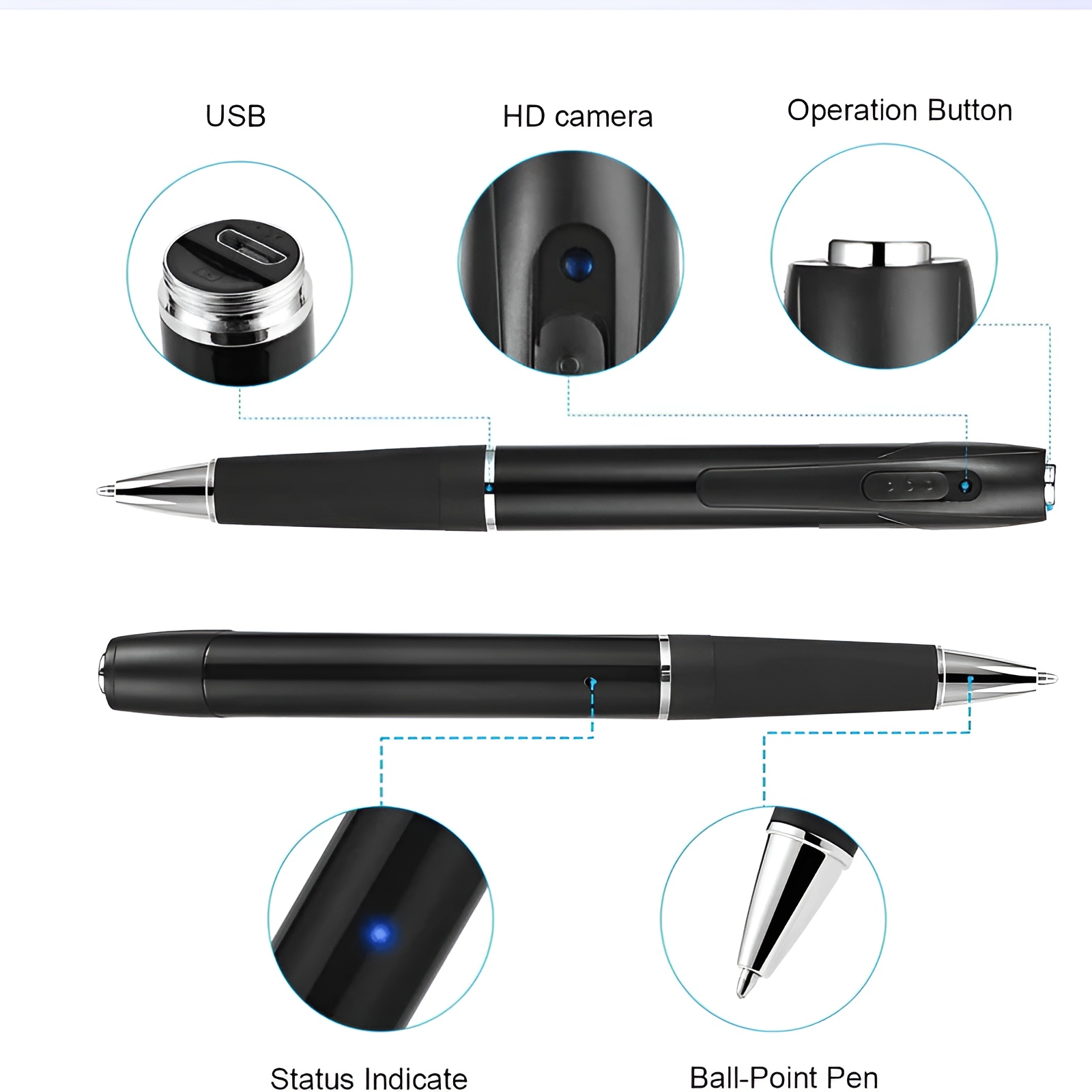 V8 HD 1080P Camera Pen with Voice Recording Video Photo Capture USB Rechargeable Ballpoint Pen thumbnail 4